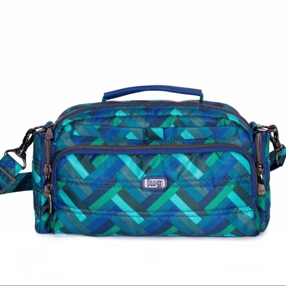 lug Handbags - 🎁NWT Lug Life Trolley Crossbody Bag Herringbone Aqua RFID Protection